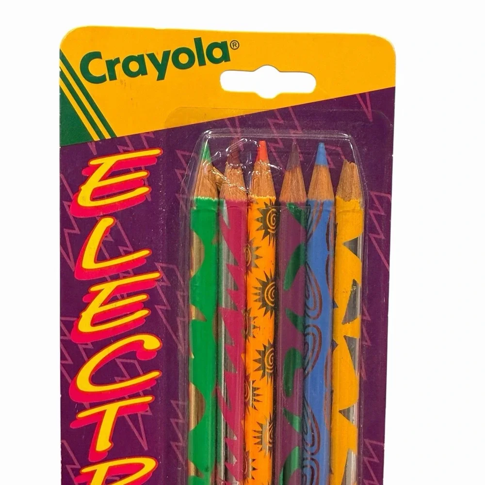 Vintage Crayola Electrics Colored Pencils 1992 NOS 6 Pack Binney & Smith NEW 90s